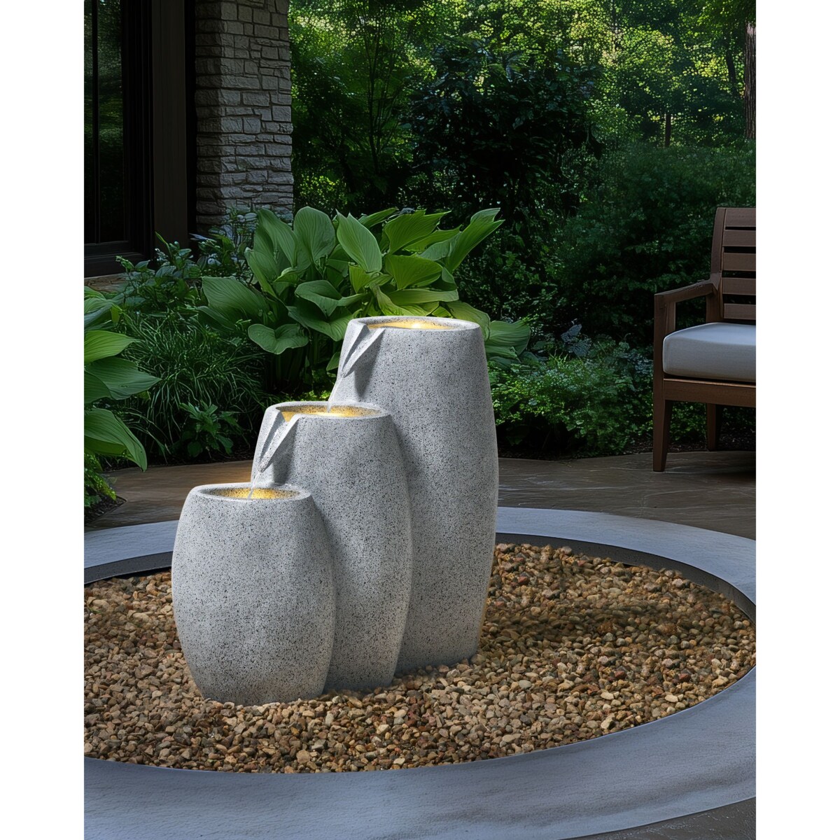 Fontanna ogrodowa z LED szara ARKLE