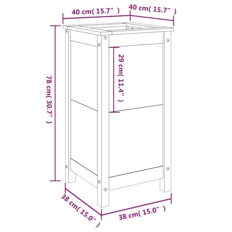 vidaXL Donica ogrodowa, biała, 40x40x78 cm, lite drewno sosnowe