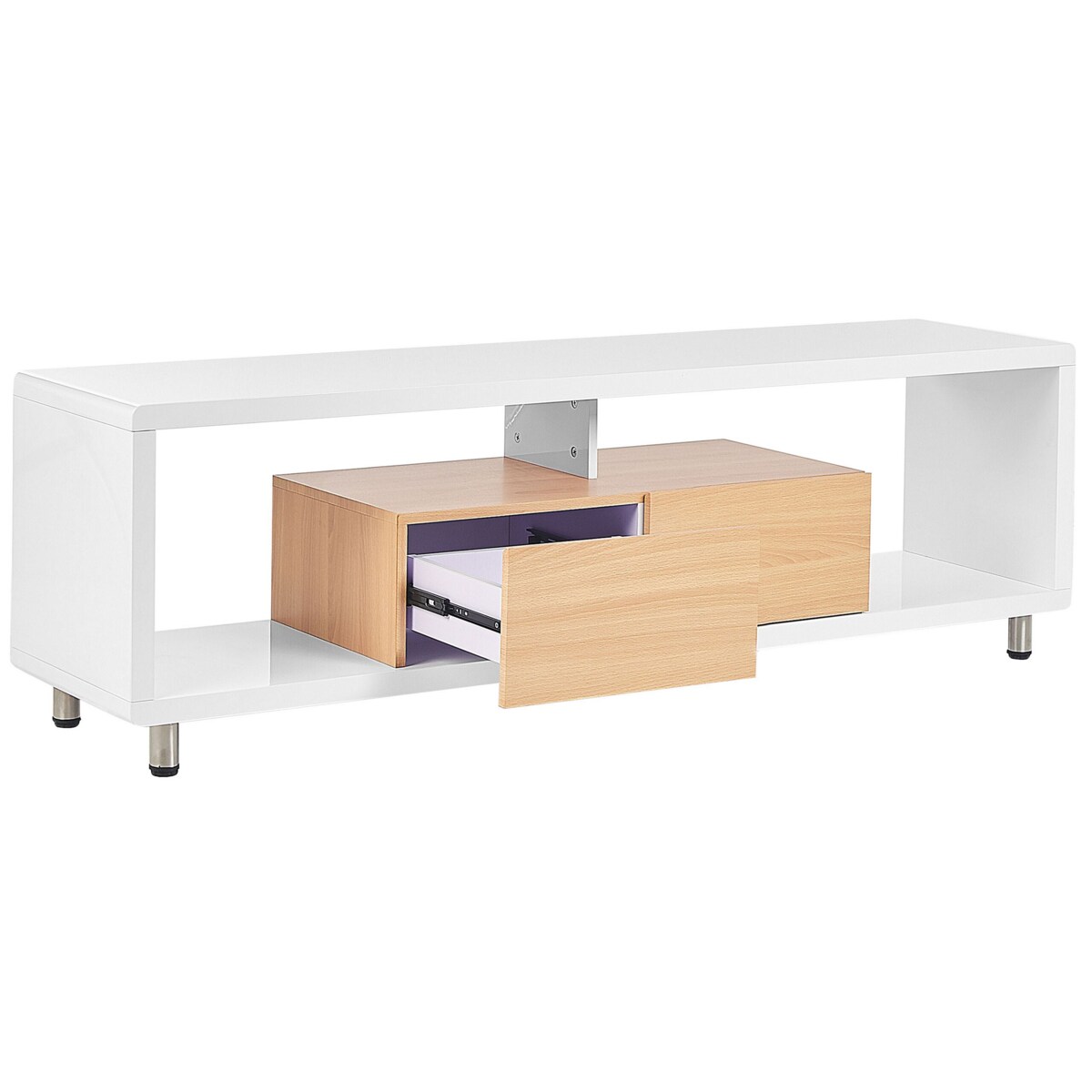 Szafka RTV biała z jasnym drewnem KNOX