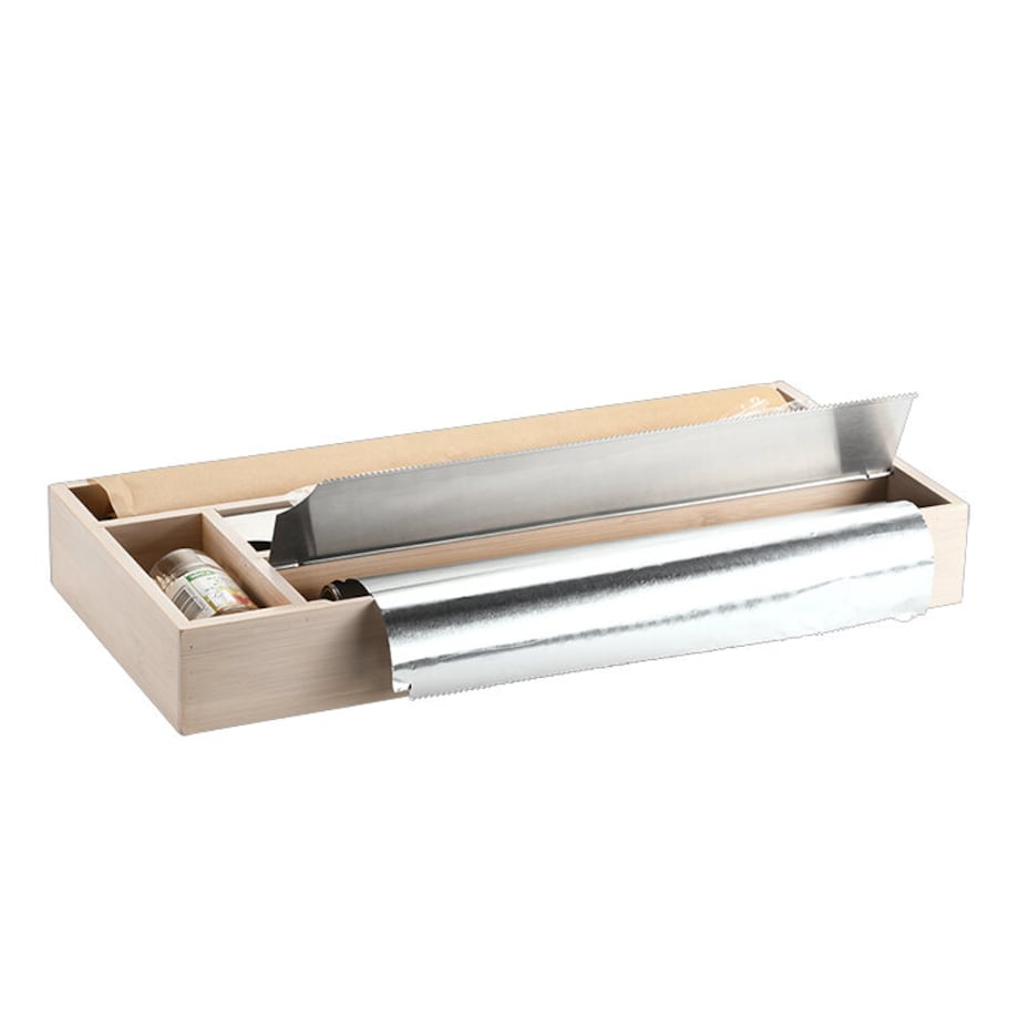 Dyspenser do folii spożywczej i papieru, bambus, 42 x 19 cm