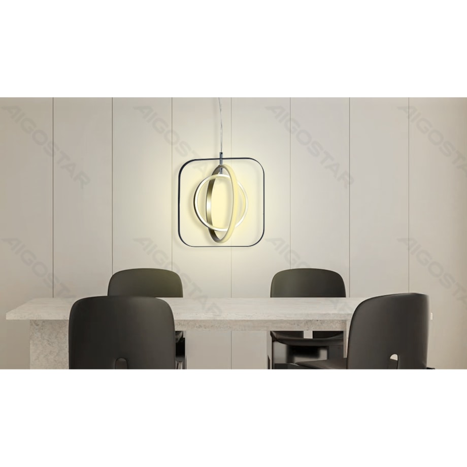 aluminiowa lampa wisząca 30w 6500k kwadrat 150 cm