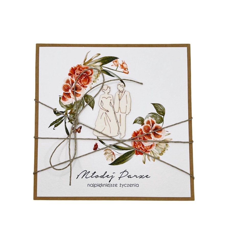 Wyjątkowa kartka ślubna ręcznie robiona na ślub pomysł prezent ślubny + najpiękniejsze życzenia ślubne