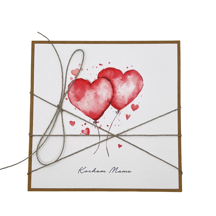 Wyjątkowa kartka ręcznie robiona na walentynki - walentynka z sercem dla mamy - Kocham Mamo