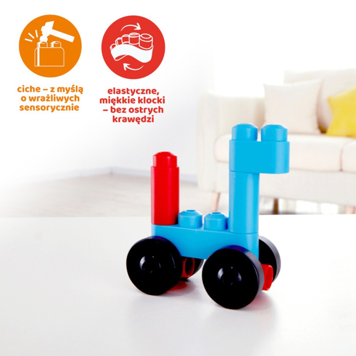 Miękkie Klocki Konstrukcyjne Auta i Zwierzęta 6 el. 18m+ PolyM