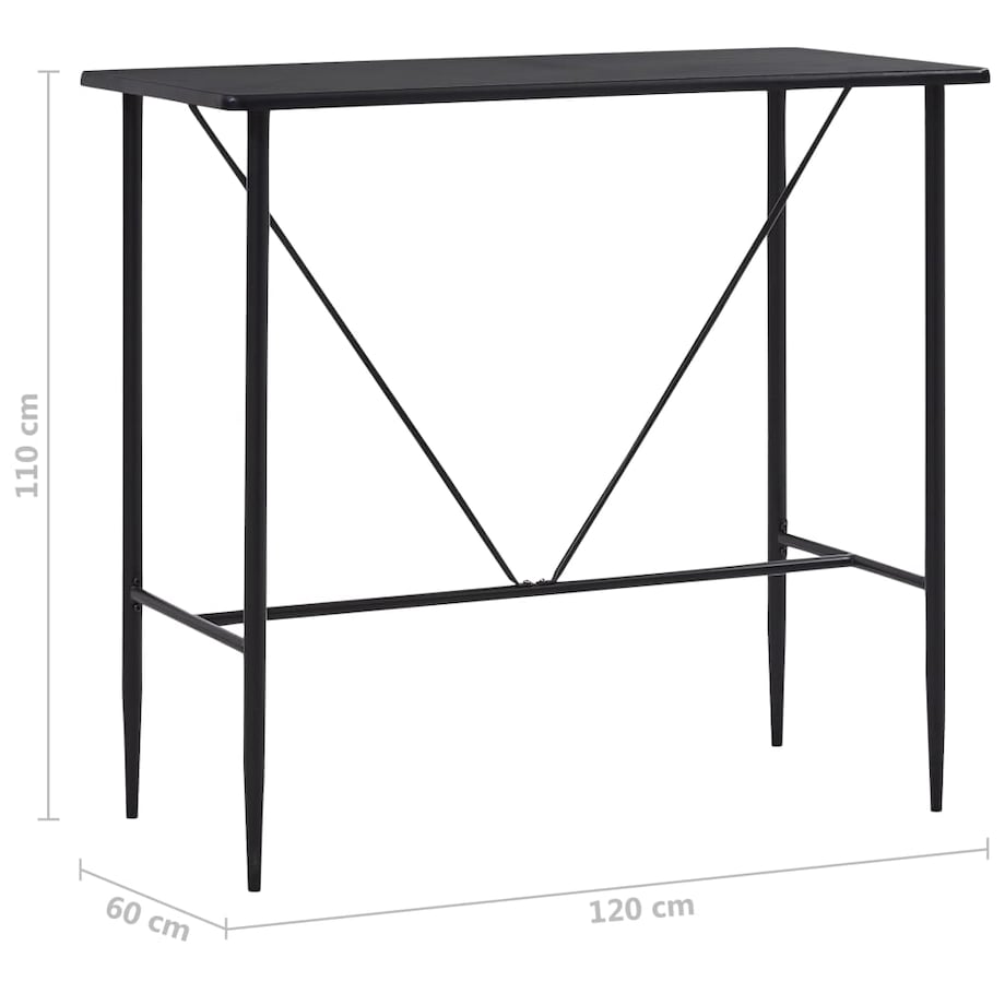 vidaXL Stolik barowy, czarny, 120 x 60 x 110 cm, MDF