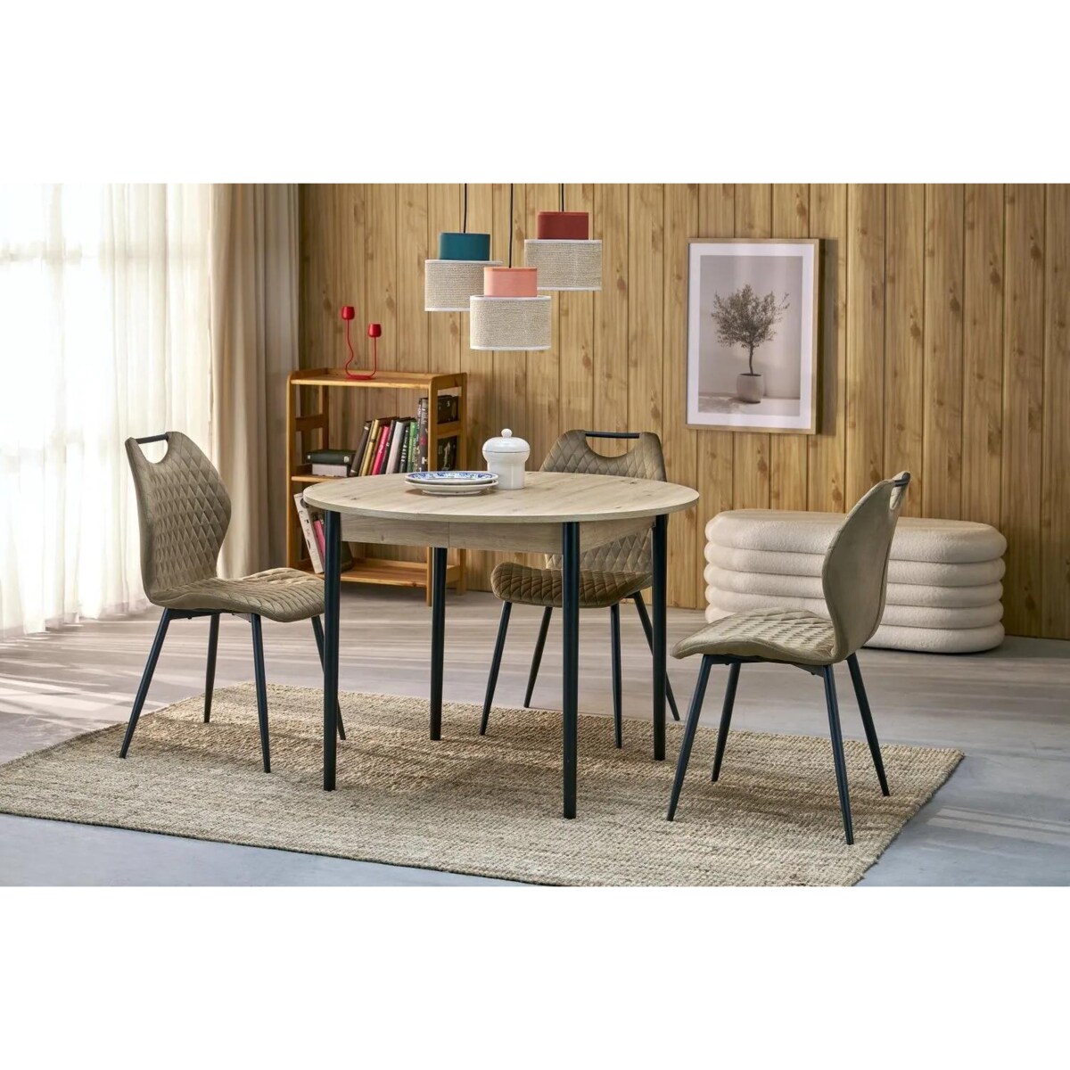 Stół rozkładany PIVOT 102(142)x102 dąb artisan/czarny