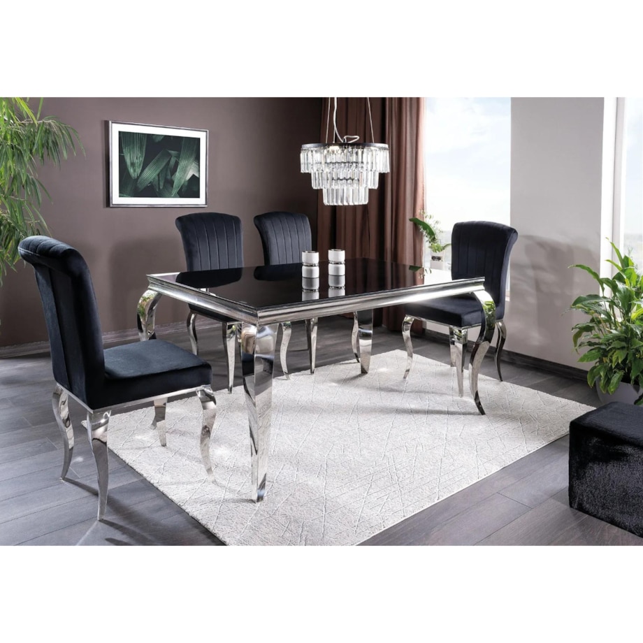 Krzesło tapicerowane PRINCE VELVET czarne/chrom