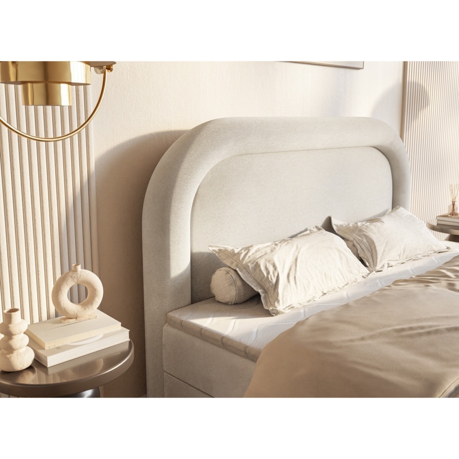 Łóżko kontynentalne ROSSINI w stylu skandynawskim- jasny beżowy