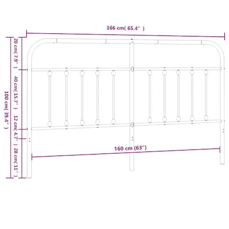 vidaXL Metalowe wezgłowie, czarne, 160 cm