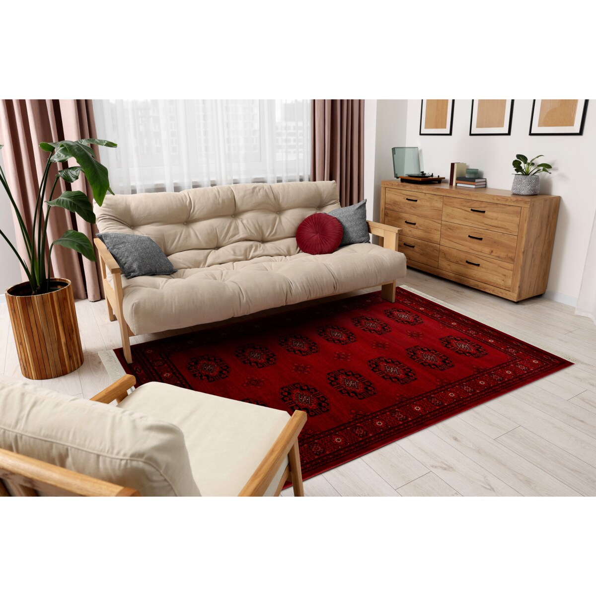 Dywan ORIENT 6871 bordo / czarny Ramka, 100x200 cm