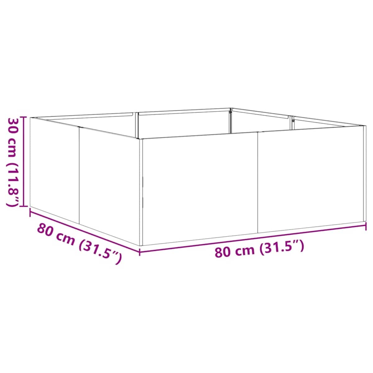 vidaXL Doniczka Rusty 80x80x30 cm Stal nierdzewna