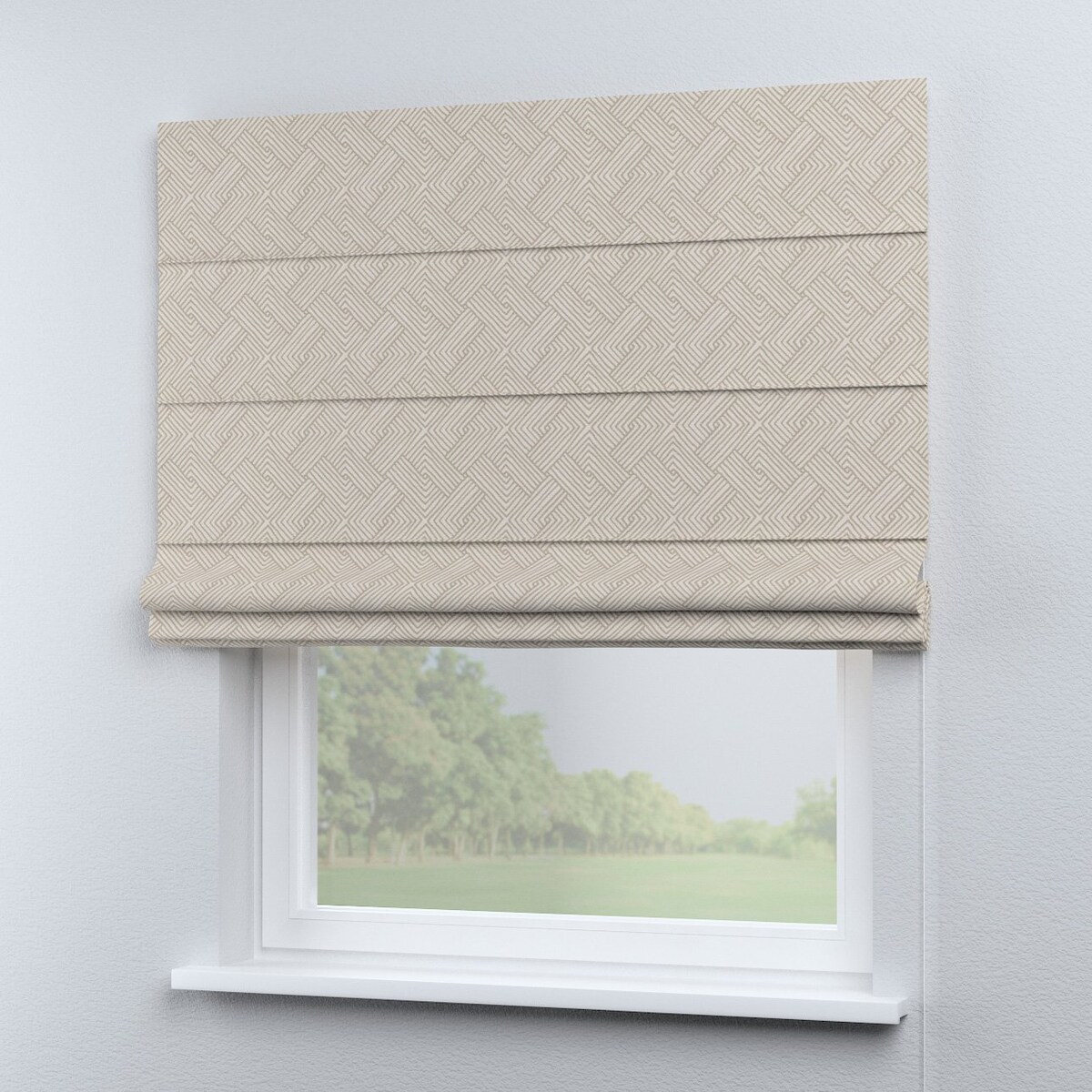 Roleta rzymska Capri, beżowo-kremowe geometryczne wzory, Sunny