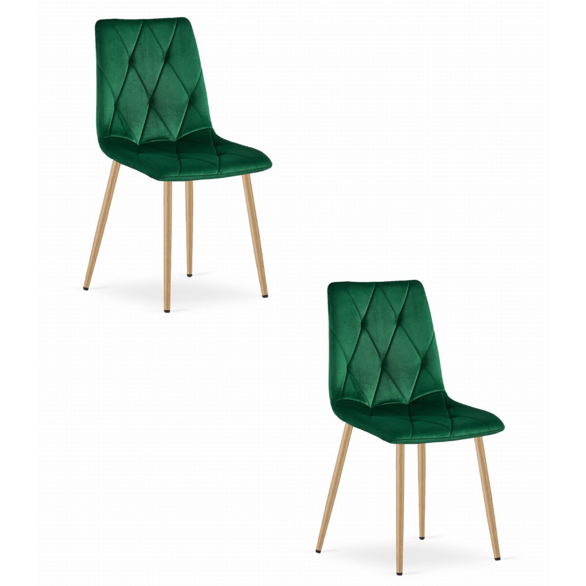 Krzesło Do Jadalni Kuchni Salonu Libra - Ciemna Zieleń Aksamit / Nogi Kolor Drewna X 2