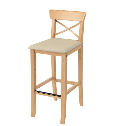 Pokrowiec na krzesło barowe Ingolf z tapicerowanym siedziskiem, szaro-beżowy szenil, Ingolf, City