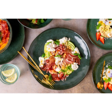 Serwis obiadowy Uminami zielony na 6 osób 18 szt. Nowoczesny Do zmywarki Komplet talerzy