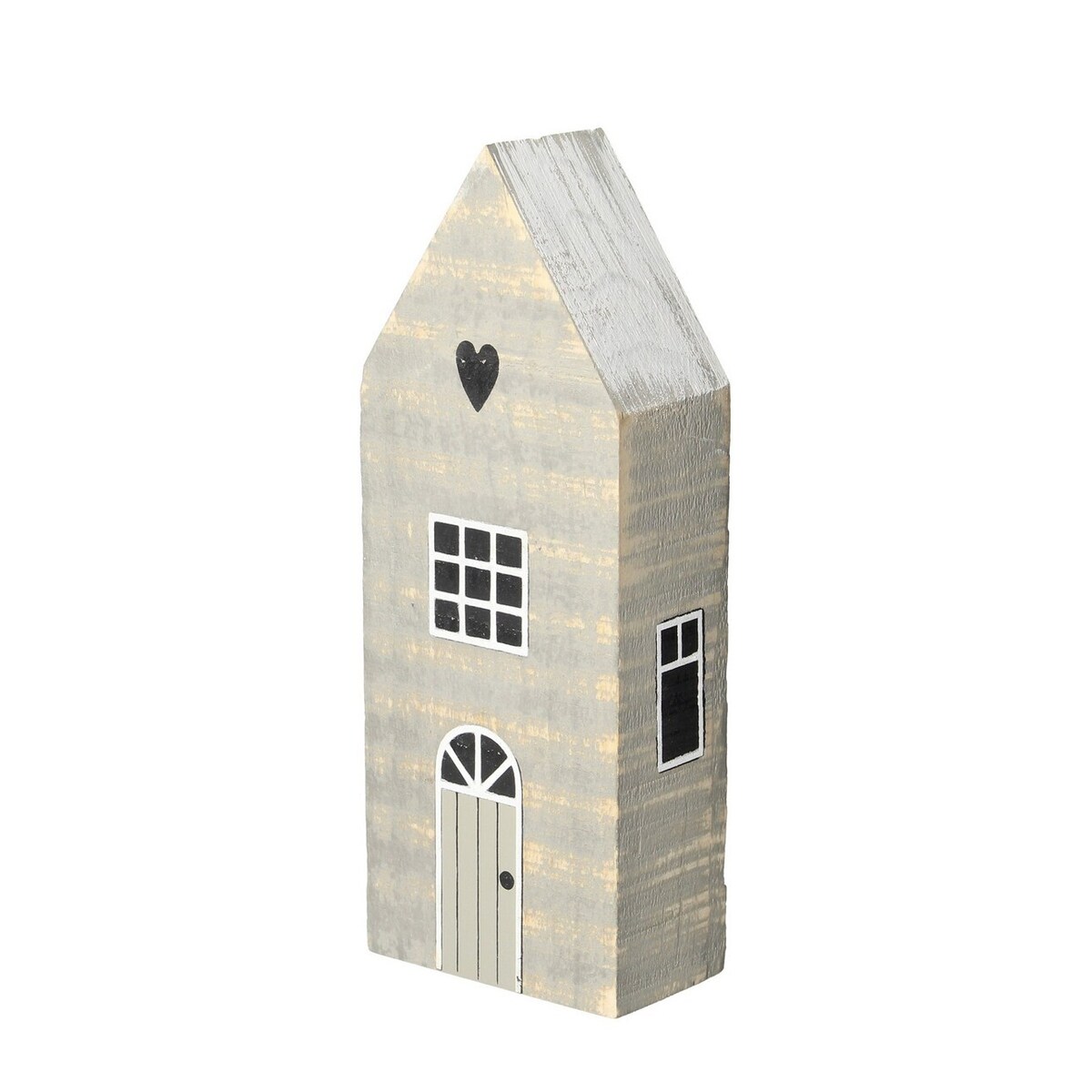 Dekoracja Snow House 19cm white grey boże narodzenie, święta, świąteczne, biały-szary-czarny, 10 x 6 x 19 cm