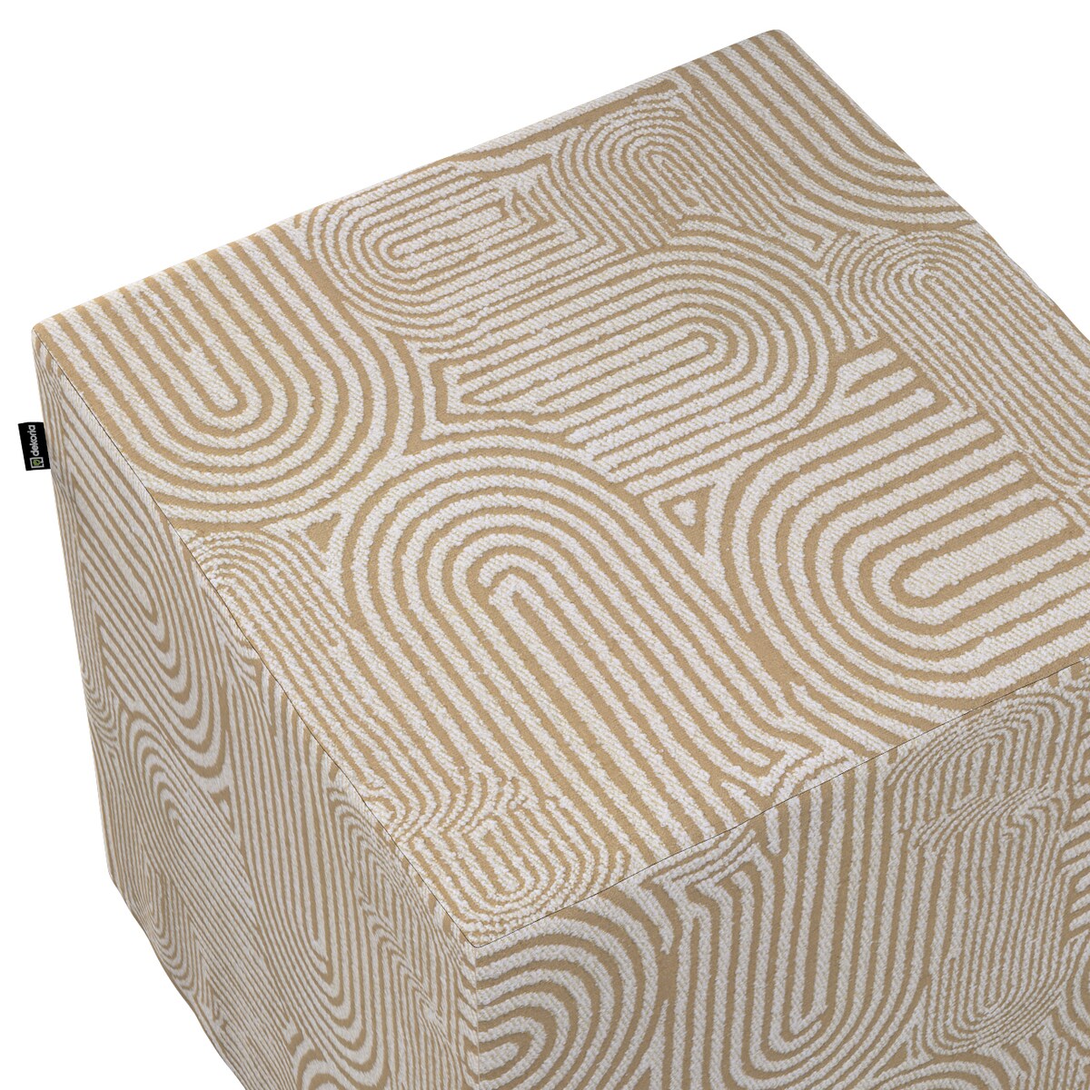 Pufa kostka, beżowe łuki na kremowym tle, 40 x 40 x 40 cm, Cosy Home