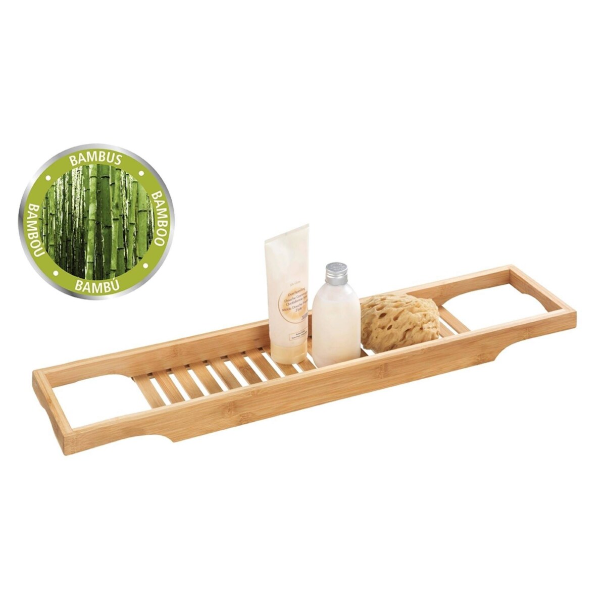 Bambusowa półka na wannę BAMBUSA, 70 x 16 x 4,5 cm, WENKO