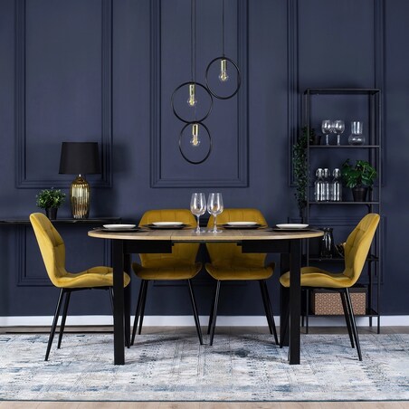 Krzesło Tapicerowane Welurowe Kuchenne Do Salonu Jadalni Musztardowe LUCKY