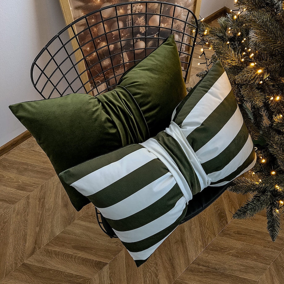 Poduszka XMAS wzór XM49 | Kokarda oliwkowa 40 x 60 cm