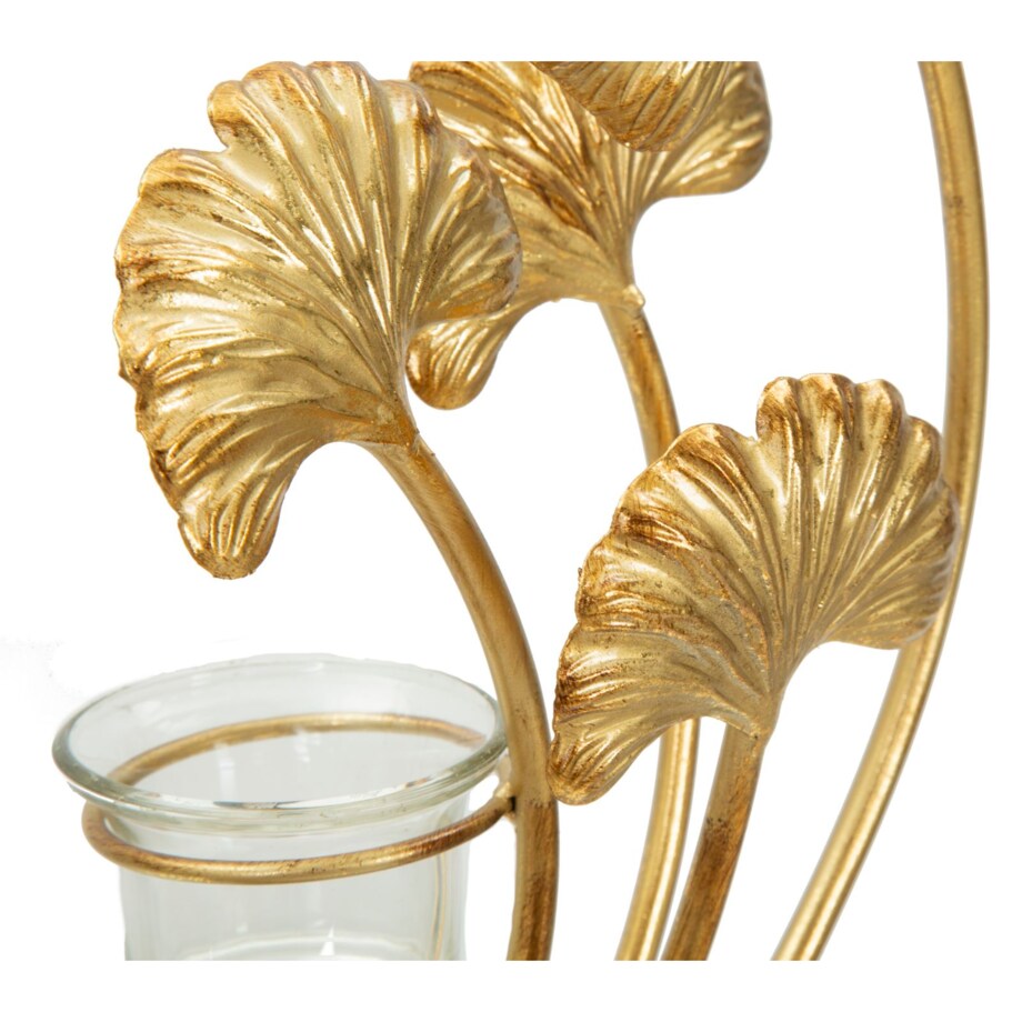 Świecznik dekoracyjny Glam Iris, 50 x 12 x 55 cm, świecznik na świecę, złoty, czarny, żelazo, szkło, Mauro Ferretti