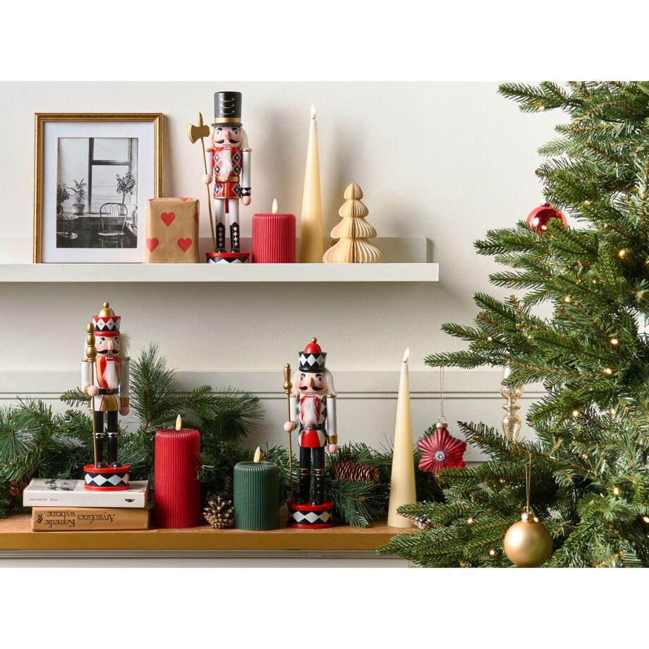 Zestaw 3 figurek dekoracyjnych RICKLEAN Dziadek do orzechów 30 cm Czerwony/ biały