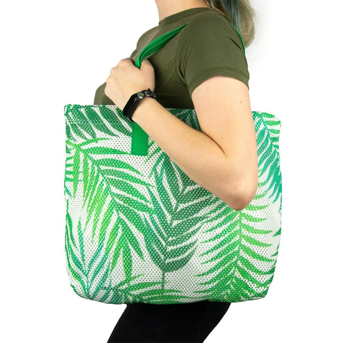 Torba plażowa zielona liście palmy 45×34 cm