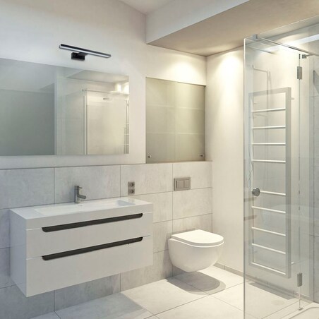 Kinkiet LAMPA ścienna SHINE ML4377 listwa OPRAWA nad lustro LED 7W 4000K nad obraz IP44 czarna, Milagro