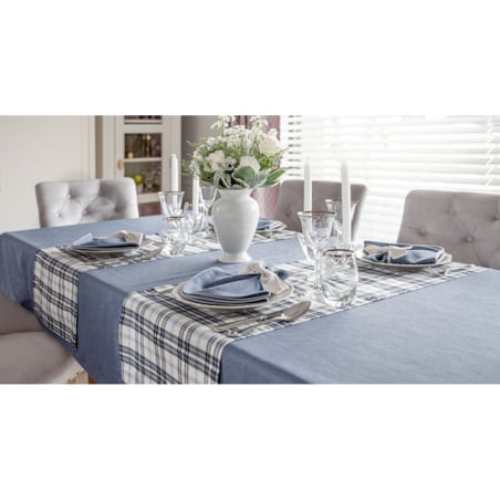 Obrus Blue Plaid - 130 cm x 200 cm - idealny dla 4 osób