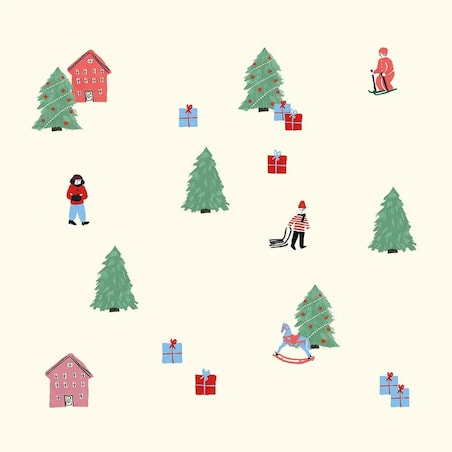 Poduszka świąteczna na krzesło - Świąteczny pejzaż