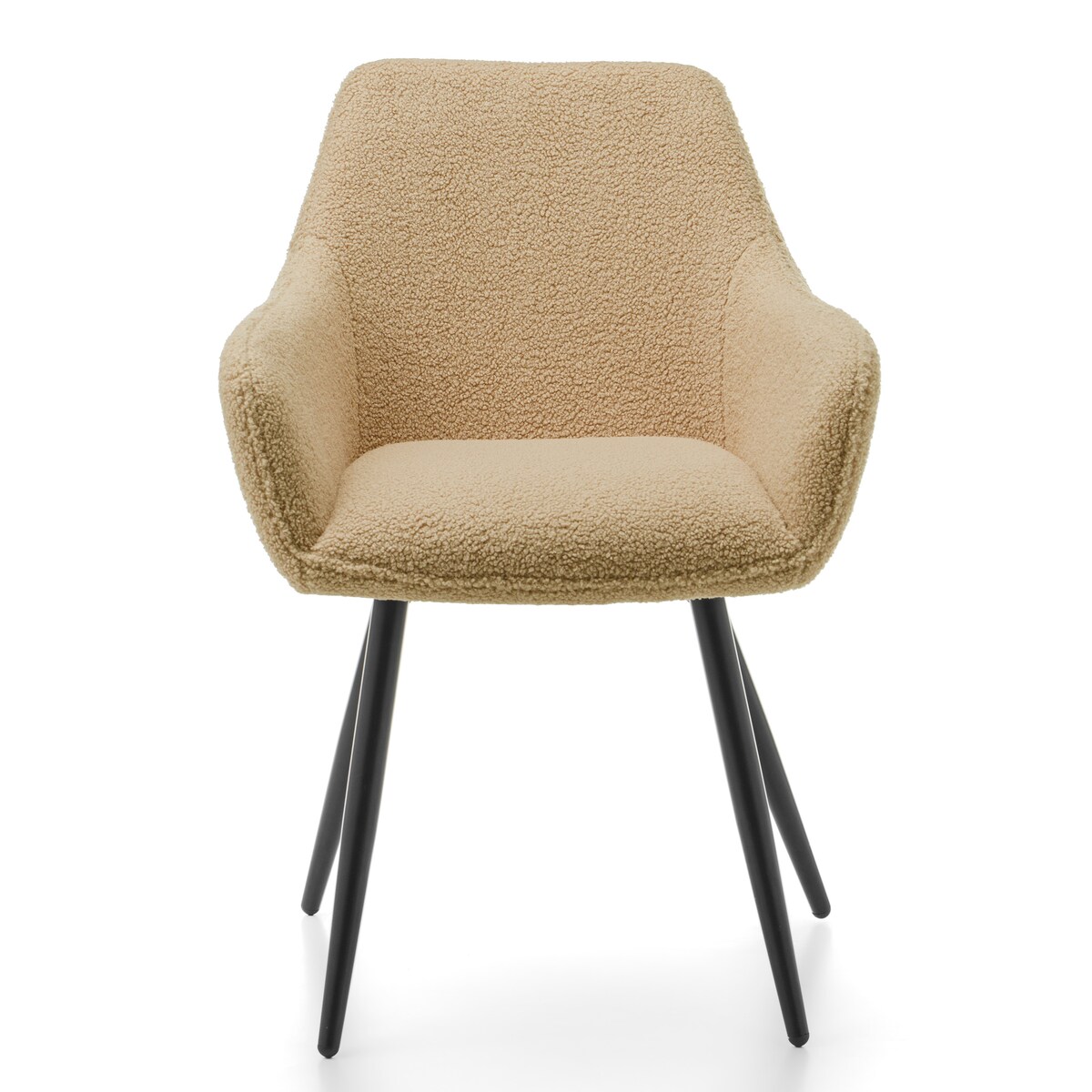 KRZESŁO TAPICEROWANE PIKOWANE TKANINA BOUCLE TEDDY BUKLA BEŻ