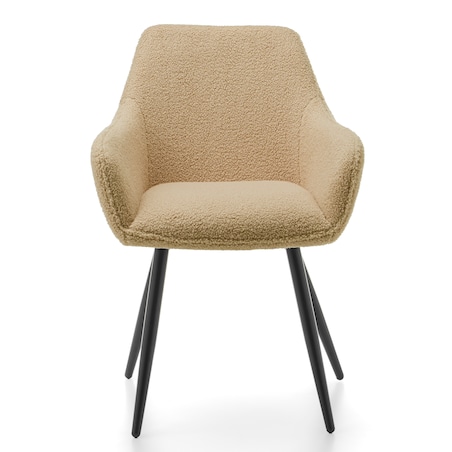 KRZESŁO TAPICEROWANE PIKOWANE TKANINA BOUCLE TEDDY BUKLA BEŻ