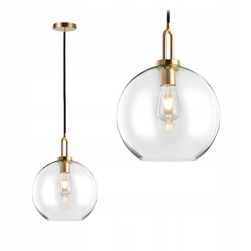 Lampa Sufitowa Wisząca Szklana E27 Kula Złota 25Cm