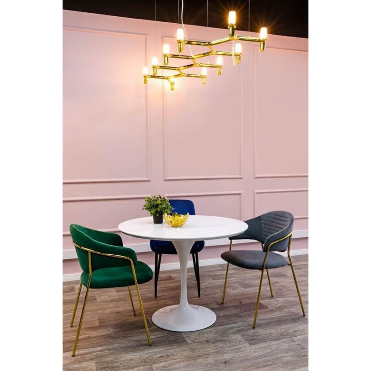 Okrągły stolik metalowy Tulip GT-09R.100 King Home 100 cm do salonu biały