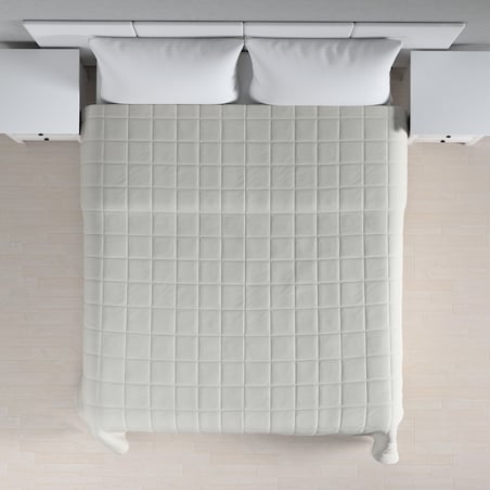 Narzuta pikowana w kratę 260x210 jasny popiel