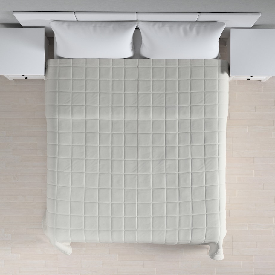 Narzuta pikowana w kratę 260x210 jasny popiel