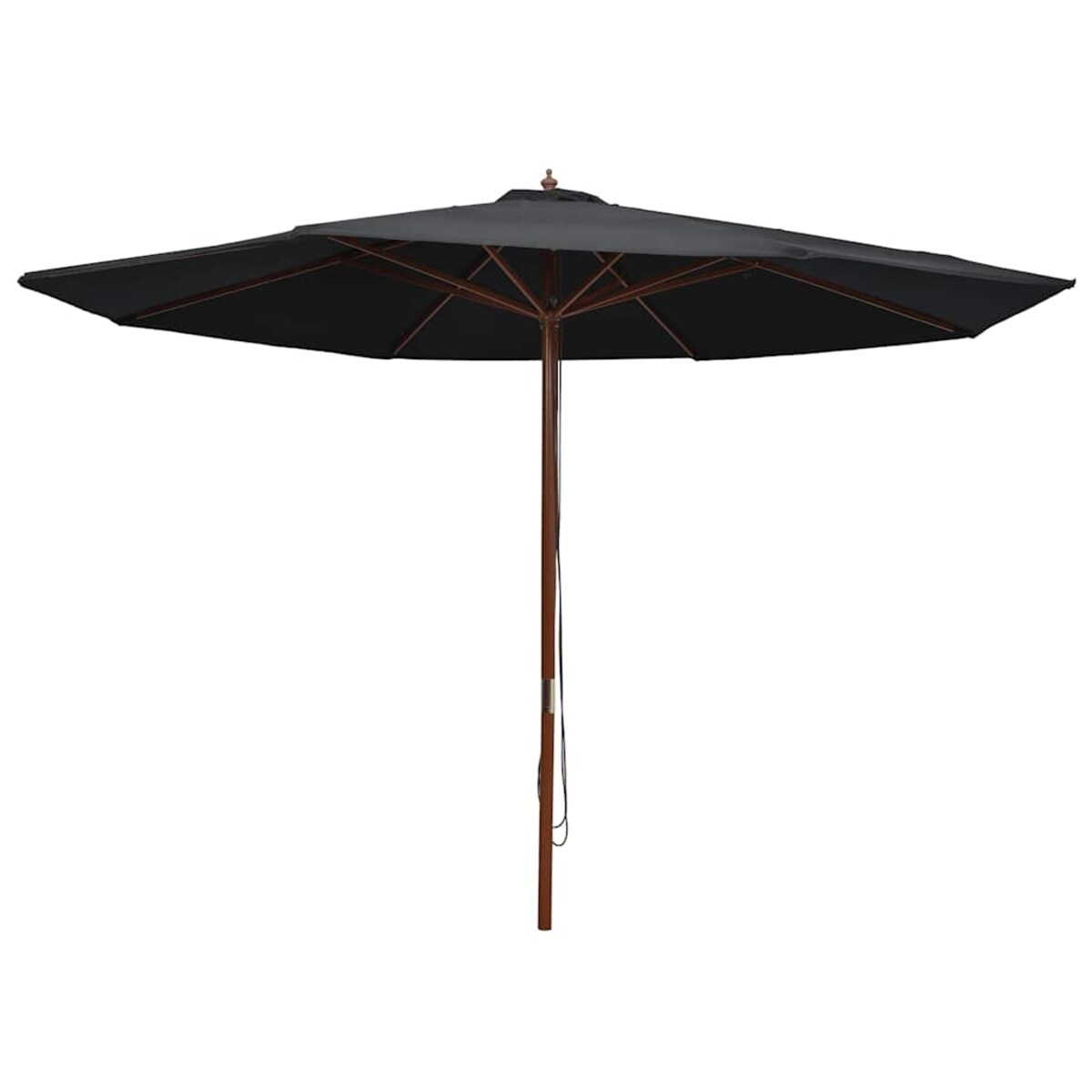 vidaXL Parasol ogrodowy na drewnianym słupku, 350 cm, czarny