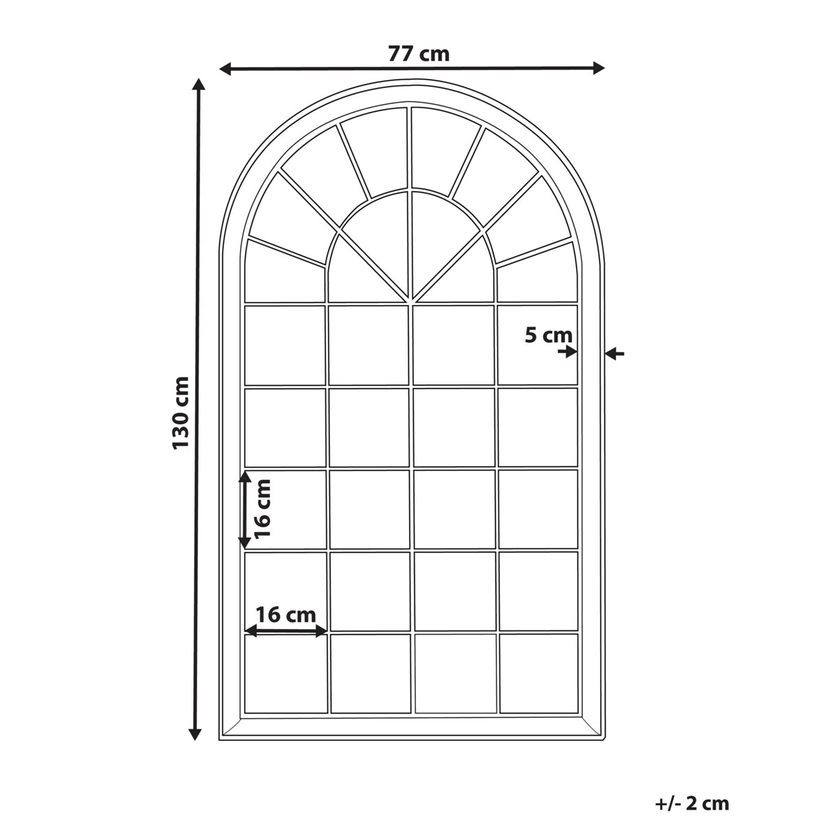 Metalowe lustro ścienne okno 77 x 130 cm czarne TREVOL