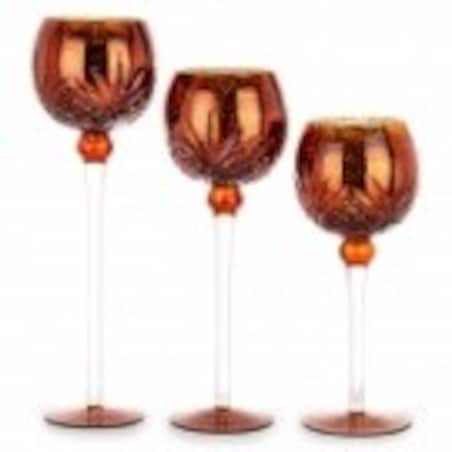 Świeczniki kieliszki 3 szt. 20,25,30xØ13 cm OCIALI-2 brązowe