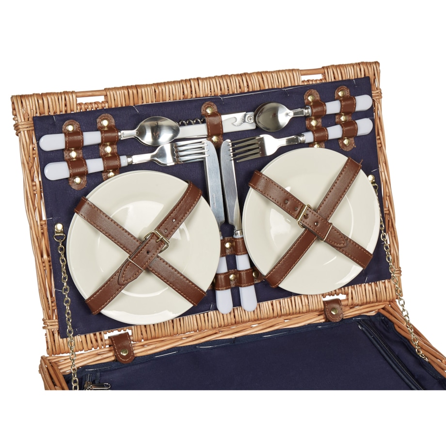 Kosz piknikowy z wikliny dla 4 osób naturalny CREPES