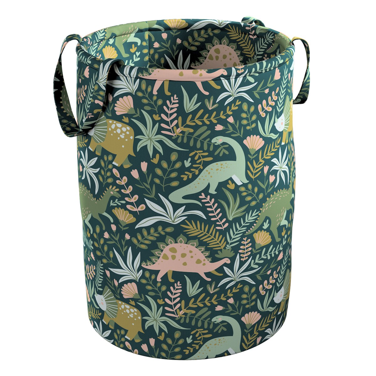 Kosz na zabawki Tobi, dinozaury na zielonym tle, 40x50cm, Magic Collection