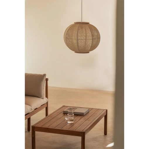 Lampa wisząca z lnu Ziyec, kremowa, Ø50 cm