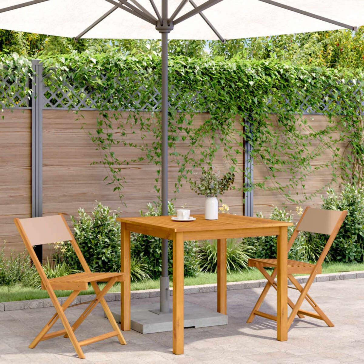 vidaXL Krzesła bistro, 2 szt., taupe, lite drewno akacjowe i tkanina