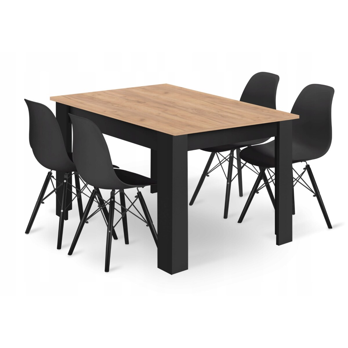 Zestaw Stół Do Jadalni Kuchni Salonu Biura Prostokątny 120X80 Craft + 4 Krzesła Osaka Czarne