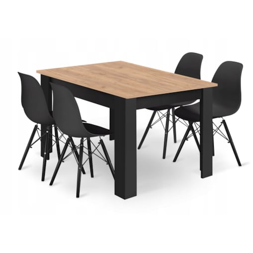 Zestaw Stół Do Jadalni Kuchni Salonu Biura Prostokątny 120X80 Craft + 4 Krzesła Osaka Czarne