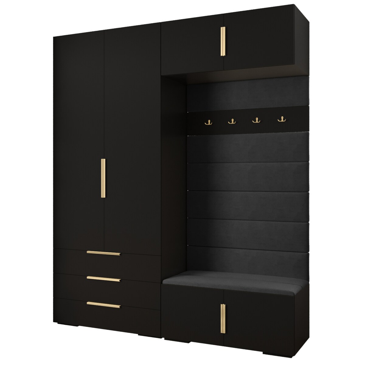 Garderoba do przedpokoju INOVA 1 Z12 czarny+złoty+manila18