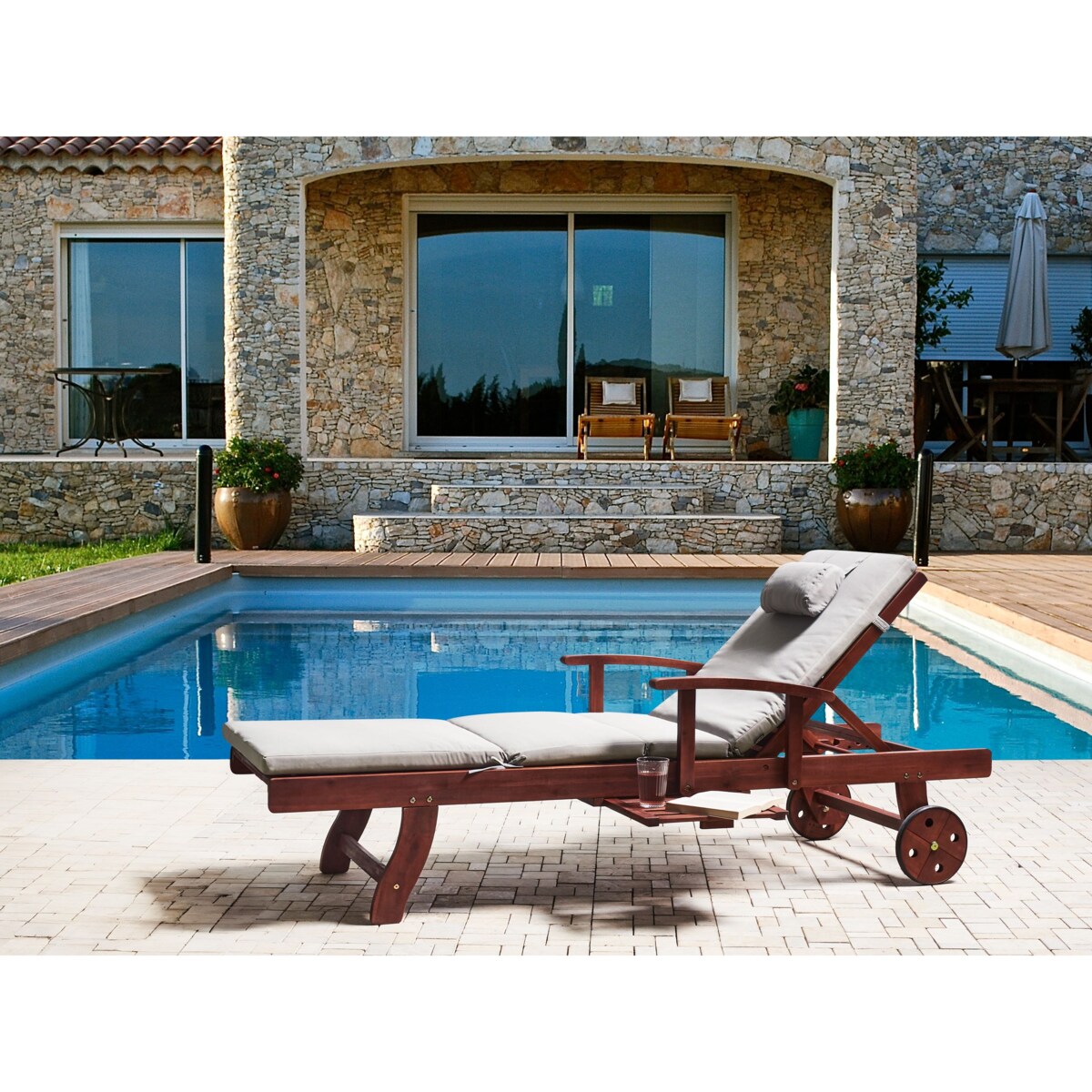 Poduszka na krzesło ogrodowe TOSCANA/JAVA/AMANTEA PREMIUM 188 x 59 cm Jasnoszary