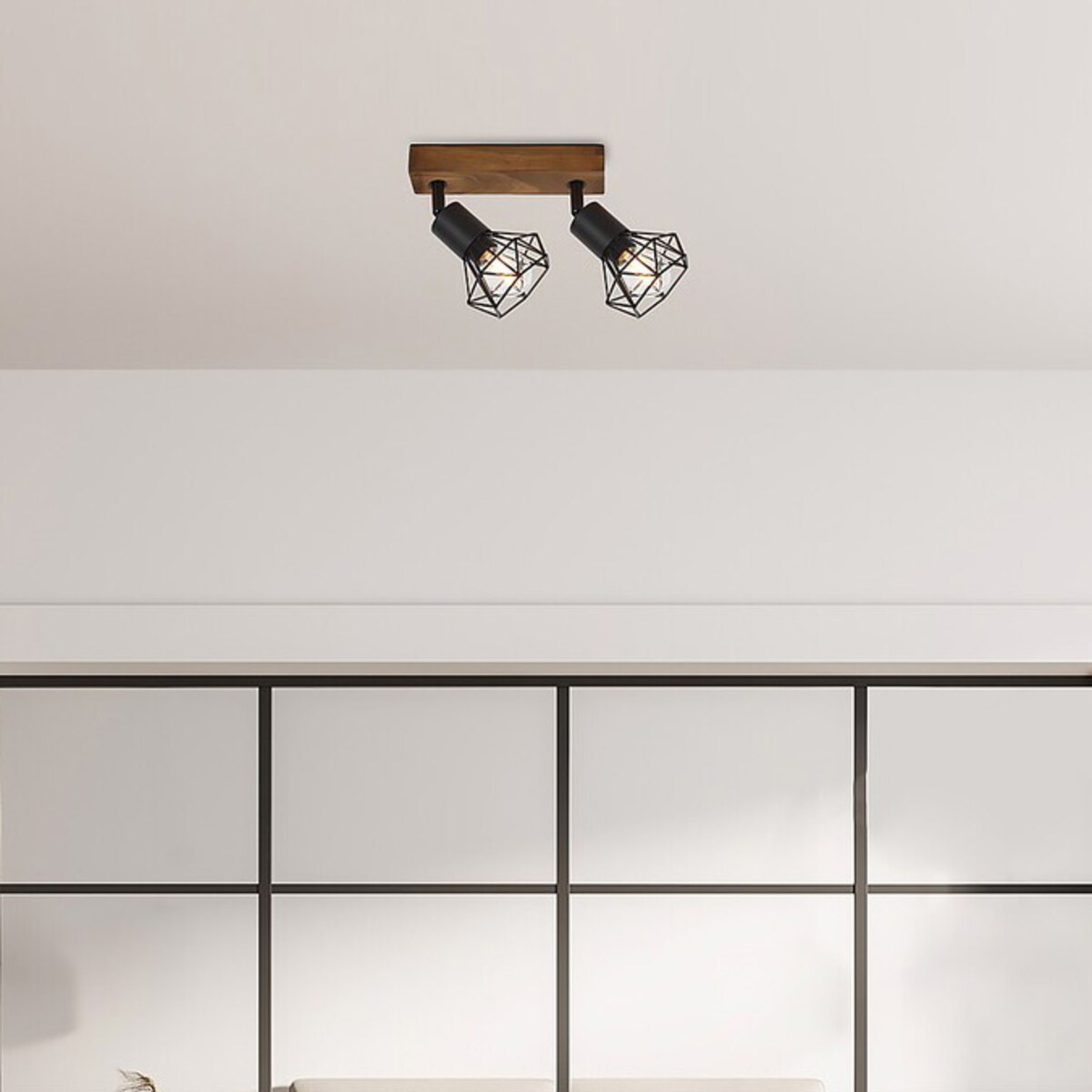 Metalowa lampa sufitowa Zeus 3138 czarne reflektorki na belce do kuchni