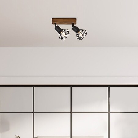 Metalowa lampa sufitowa Zeus 3138 czarne reflektorki na belce do kuchni