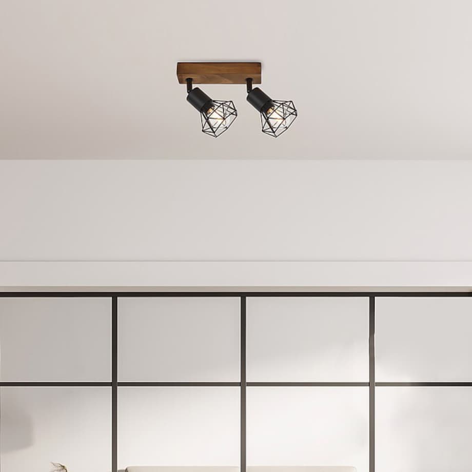 Metalowa lampa sufitowa Zeus 3138 czarne reflektorki na belce do kuchni